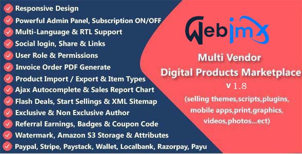 Web IMX - Multi Vendor Digital Products Marketplace with Subscription